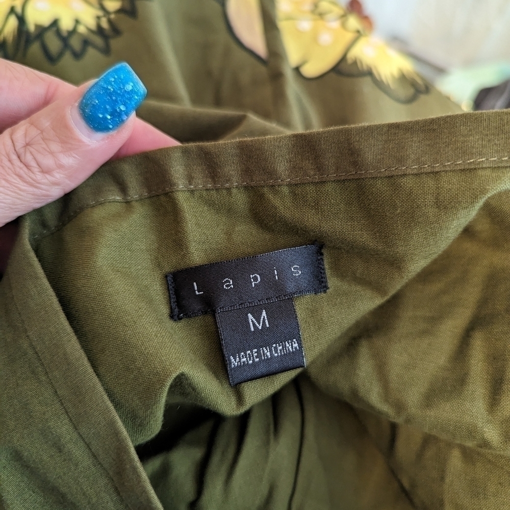 Lapis Green Whimsical Skirt With Sequin Floral Detail - Picture 11 of 12